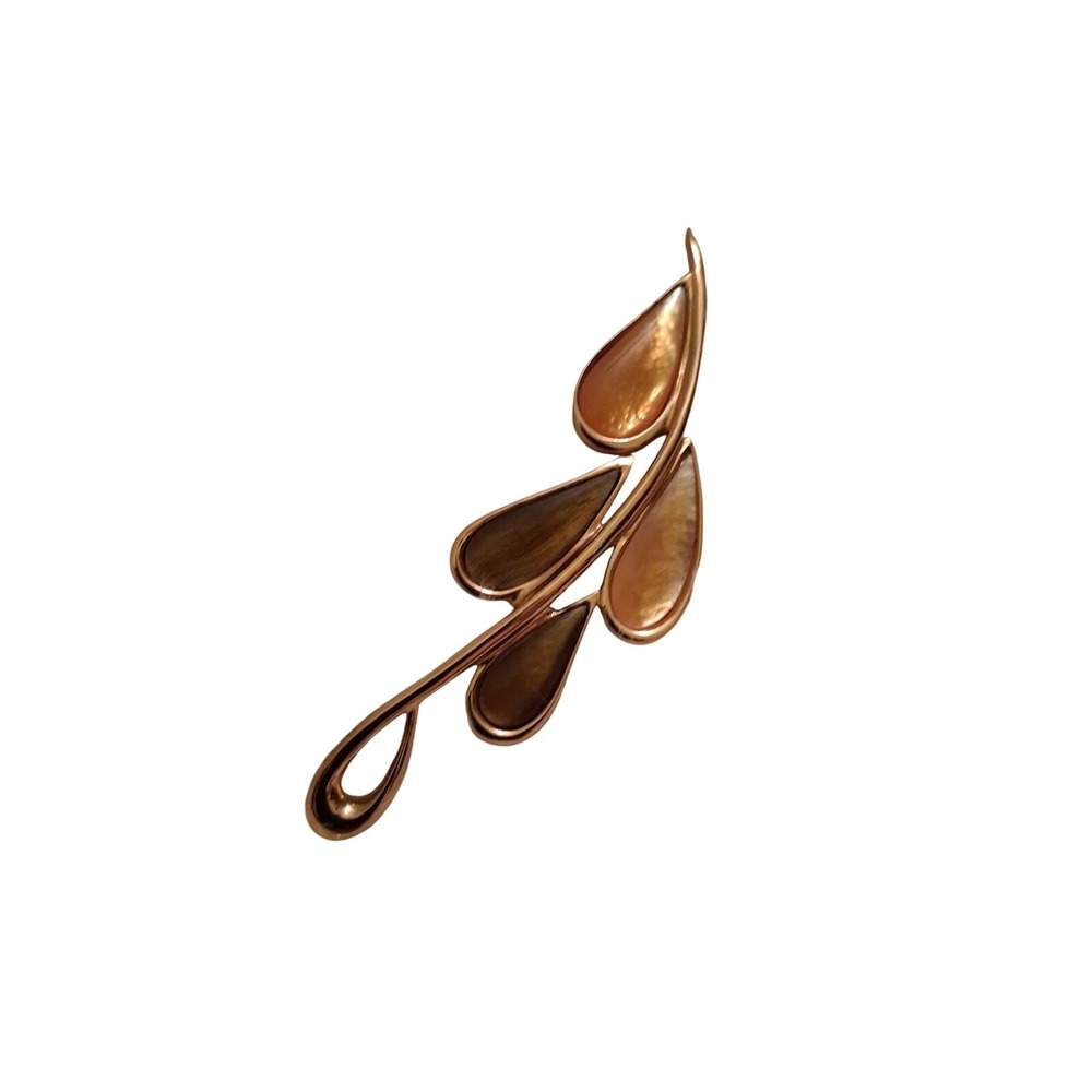 Vtg Signed Butler Fifth Avenue Runway MOP Inlay Brooch Pin Art Deco 4 Inch‎